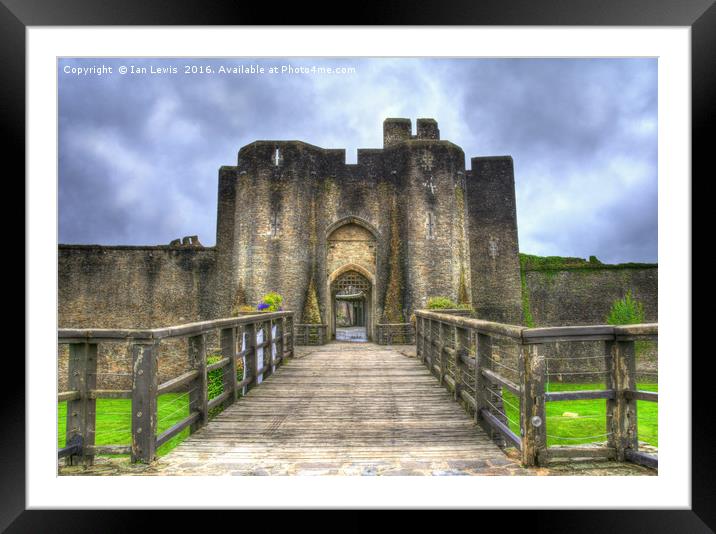 Caerphilly Castle Gatehouse Framed Mounted Print by Ian Lewis