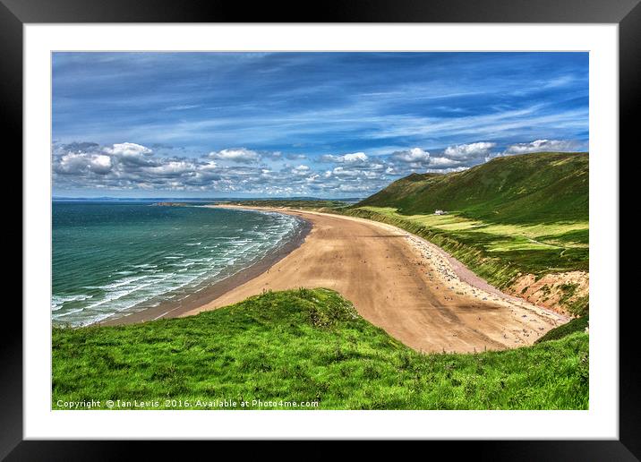 Rhossili Bay On The Gower Peninsula Framed Mounted Print by Ian Lewis