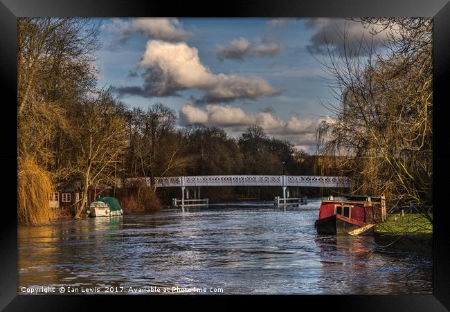 Below The Weir at Pangbourne Framed Print by Ian Lewis