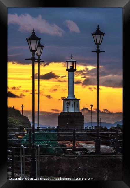 Maryport Lighthouse At Sunset Framed Print by Ian Lewis