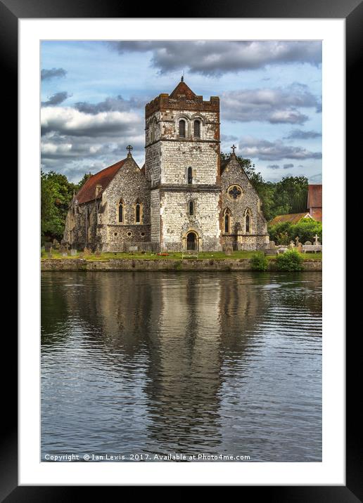 Bisham Church Reflected Framed Mounted Print by Ian Lewis