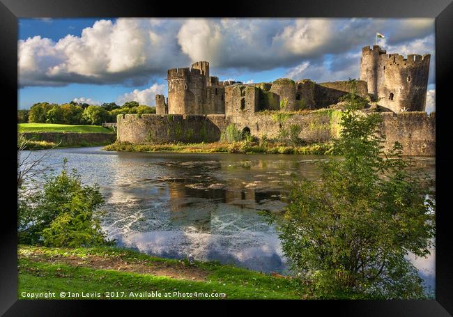 Caerphilly Castle Moat Framed Print by Ian Lewis