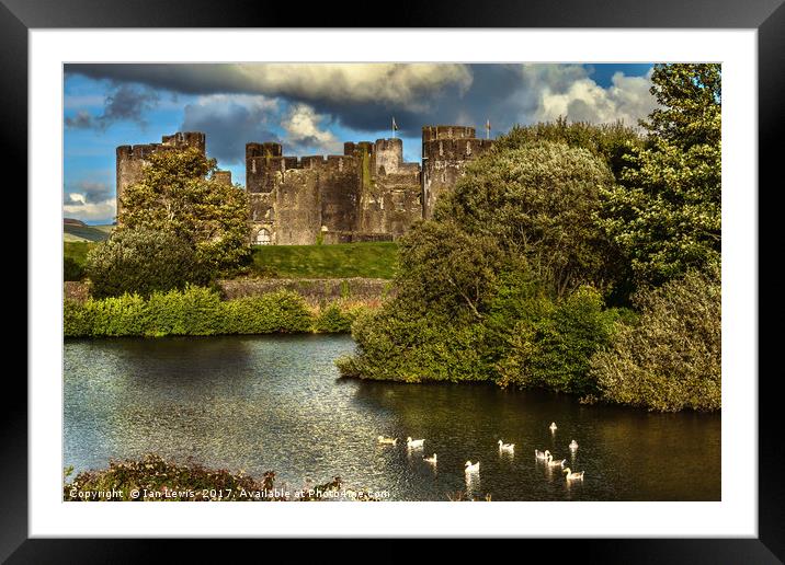 Caerphilly Castle Western Towers Framed Mounted Print by Ian Lewis