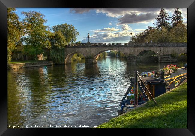 Moored By Wallingford Bridge Framed Print by Ian Lewis