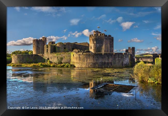 Caerphilly Castle South Facing Walls Framed Print by Ian Lewis