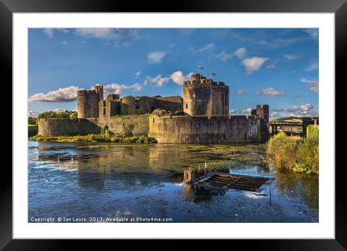 Caerphilly Castle South Facing Walls Framed Mounted Print by Ian Lewis