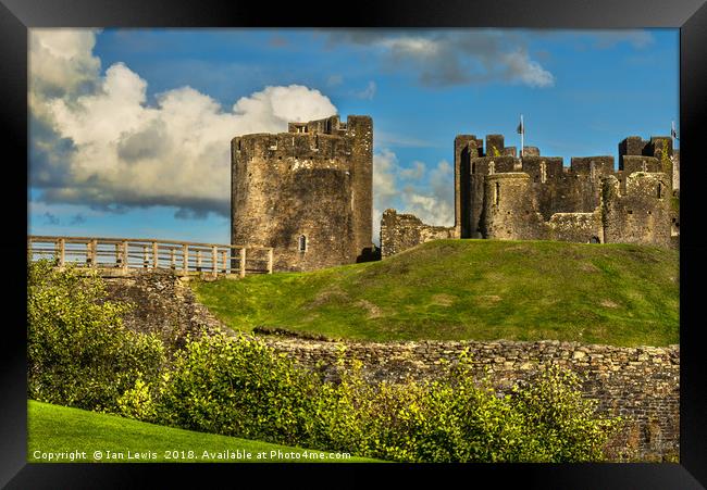 Western Gateway to Caerphilly Castle Framed Print by Ian Lewis