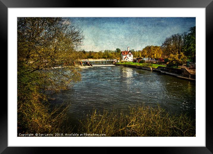 Goring on Thames Weir Framed Mounted Print by Ian Lewis