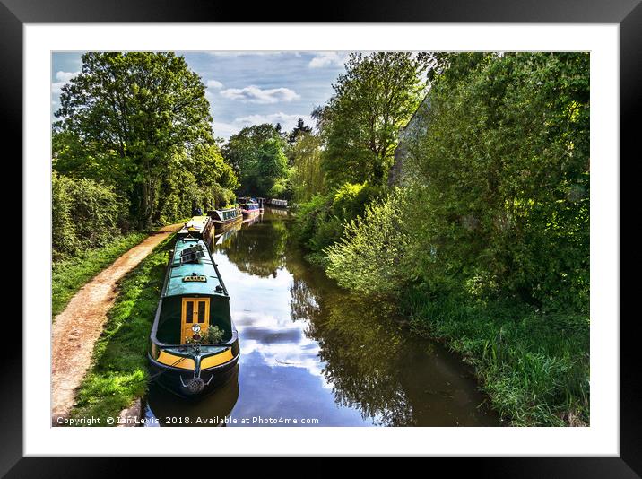 Boats On The Oxford Canal Framed Mounted Print by Ian Lewis