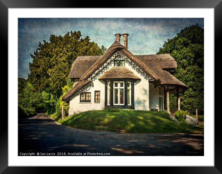 A  Thatched Cottage At Sulham Framed Mounted Print by Ian Lewis