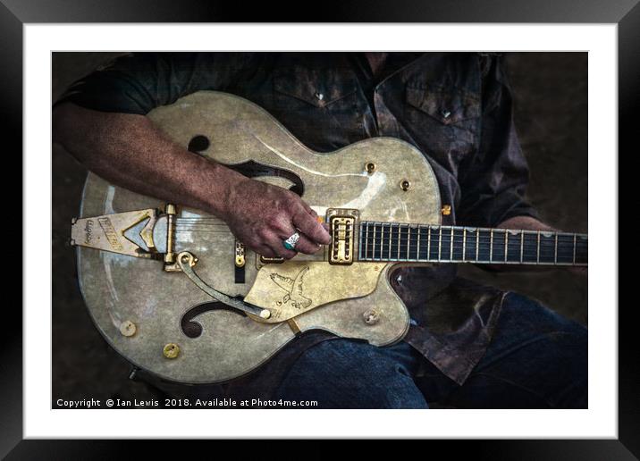 Guitar Man Framed Mounted Print by Ian Lewis