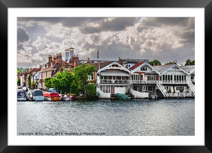 Boathouses At Henley on Thames Framed Mounted Print by Ian Lewis