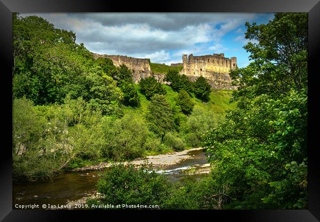 Richmond Castle Above The Swale Framed Print by Ian Lewis