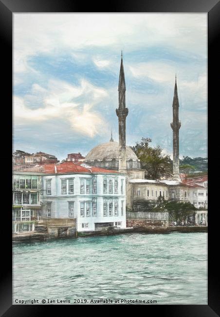 Bosporus Shoreline At Istanbul Framed Print by Ian Lewis