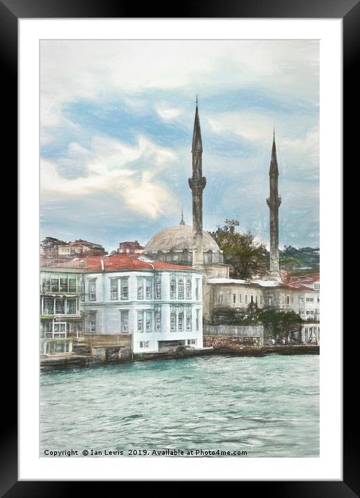 Bosporus Shoreline At Istanbul Framed Mounted Print by Ian Lewis