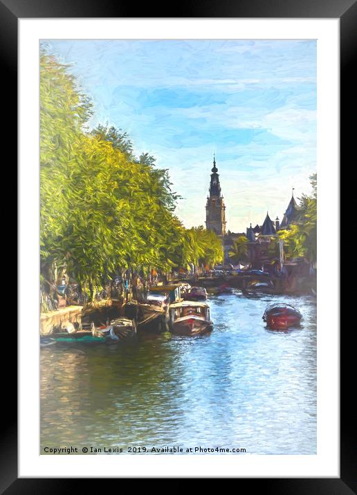 An Impressionist View Of Amsterdam Framed Mounted Print by Ian Lewis