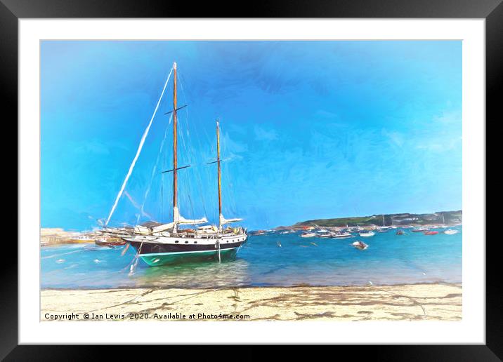 Anchored at the Scillies Framed Mounted Print by Ian Lewis