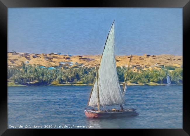 Egyptian Felucca On The Nile Framed Print by Ian Lewis