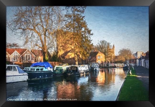 The Canal At Newbury Framed Print by Ian Lewis