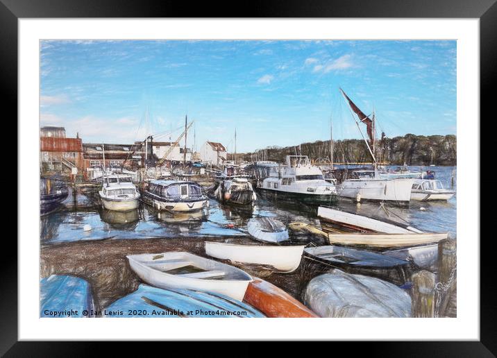 Quayside Scene At Woodbridge Framed Mounted Print by Ian Lewis