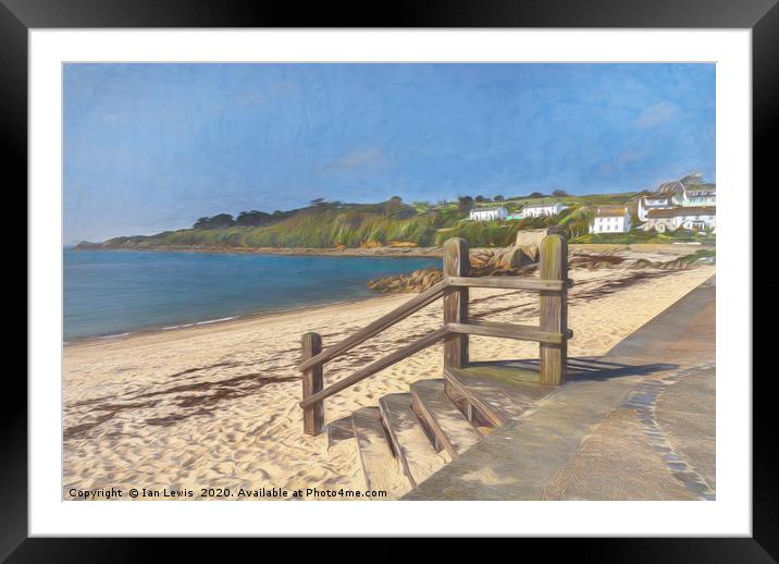Porthcressa Beach In The Scillies Framed Mounted Print by Ian Lewis