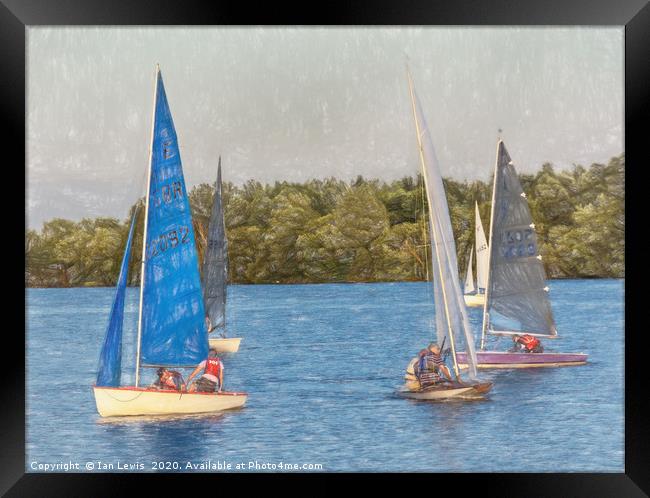 Sailing On The Lake Framed Print by Ian Lewis
