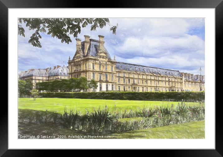 Louvre Palace From The Tuileries Framed Mounted Print by Ian Lewis