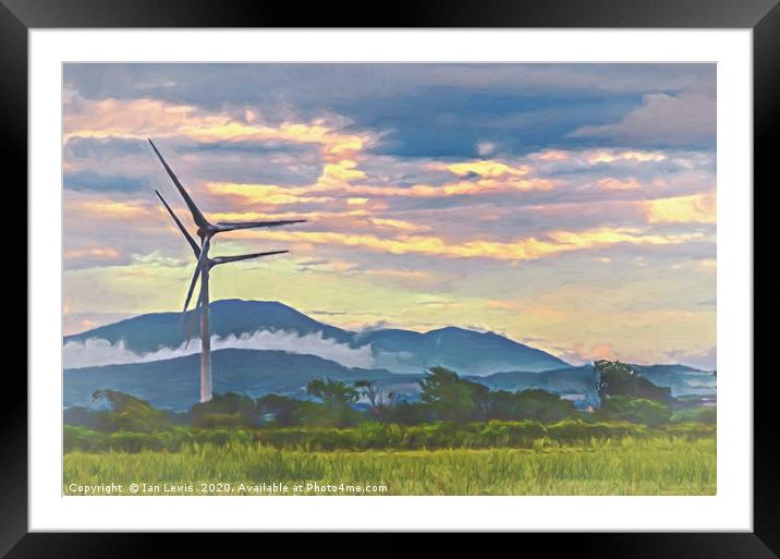 Wind Power And The Fells Framed Mounted Print by Ian Lewis