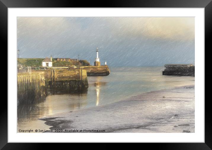 Maryport Harbour Entrance At Low Tide Framed Mounted Print by Ian Lewis