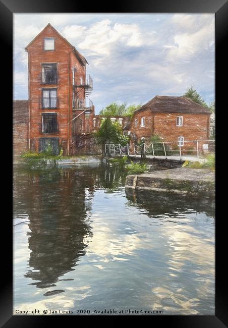Canalside Living In Newbury Framed Print by Ian Lewis