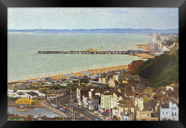 Hastings From Above as Digital Art Framed Print by Ian Lewis