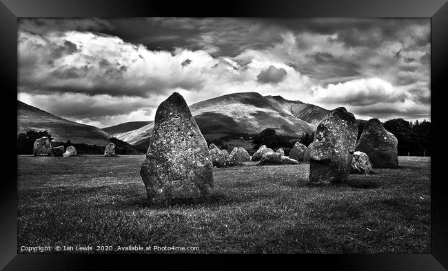 Blencathra Seen From Castlerigg in Mono Framed Print by Ian Lewis