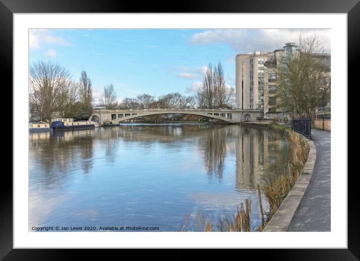 The Thames Path At Reading Bridge Framed Mounted Print by Ian Lewis
