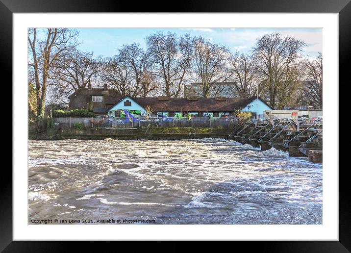 The Weir At Reading Framed Mounted Print by Ian Lewis