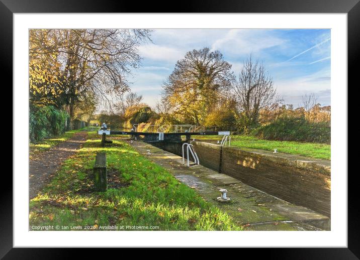 Hungerford Lock in Autumn as Digital Art Framed Mounted Print by Ian Lewis