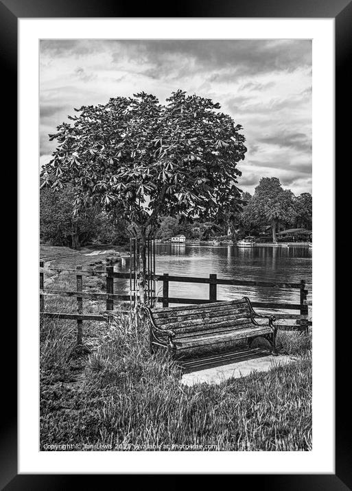 A Bench By The Thames Framed Mounted Print by Ian Lewis