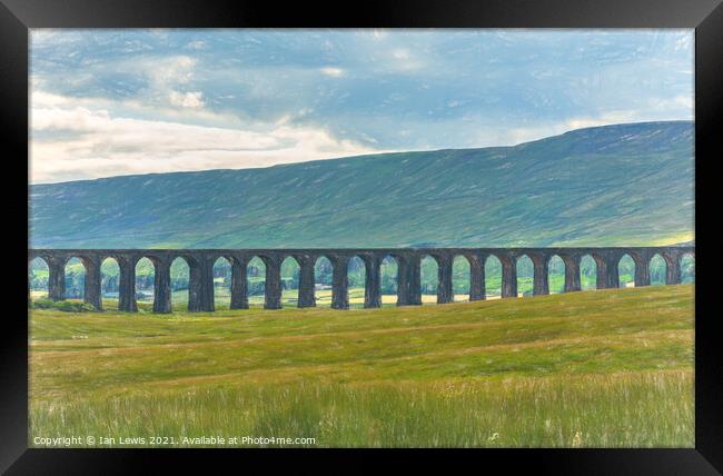 The Ribblehead Viaduct as a Digital Sketch Framed Print by Ian Lewis