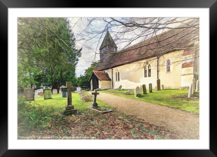 St Laurence Church in Tidmarsh Digital Art Framed Mounted Print by Ian Lewis