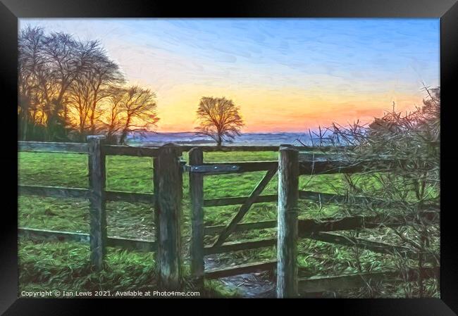 Gateway To A Winter Sunset Framed Print by Ian Lewis