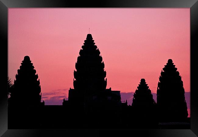 Sunrise over Angkor Framed Print by Kim Vetten