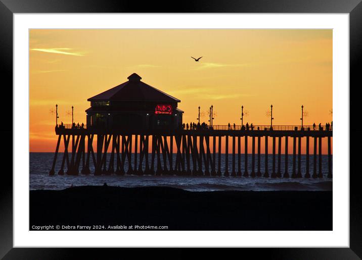Surf City Sunset Framed Mounted Print by Debra Farrey