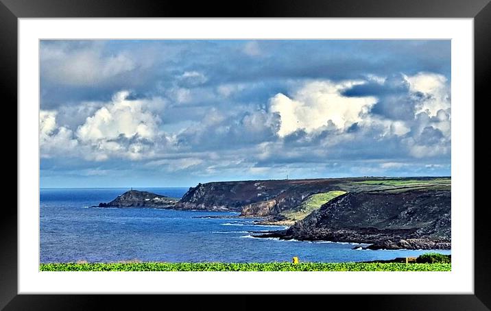 Captivating Cape Cornwall Vista Framed Mounted Print by keith sutton