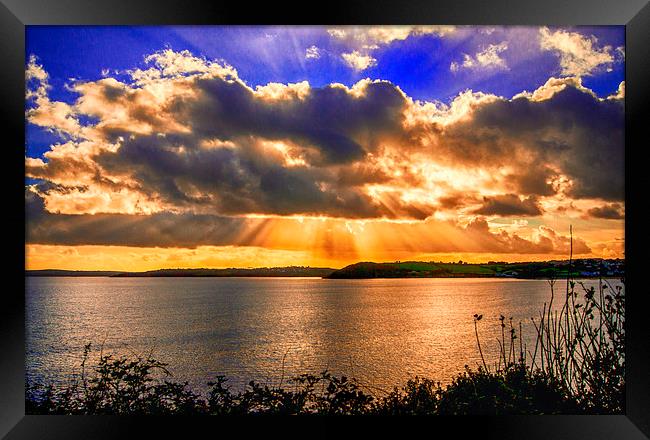 golden rays over falmouth bay  Framed Print by keith sutton