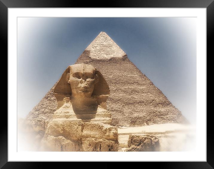 Sphinx and Pyramid Framed Mounted Print by Paul Fisher