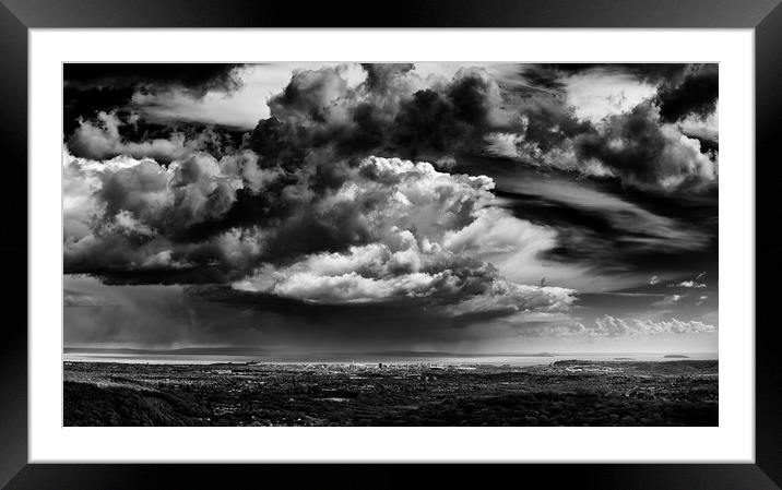 A storm over Cardiff Framed Mounted Print by Andrew Richards
