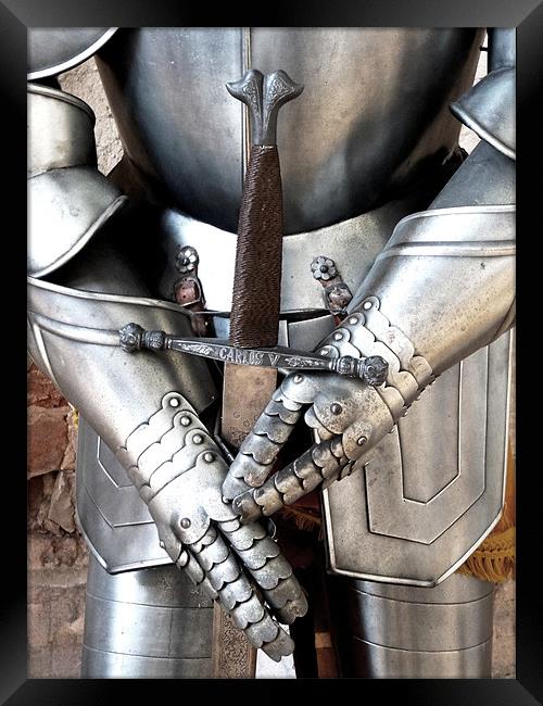 Knight In Shining Armour Framed Print by Noreen Linale