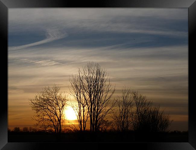 November Sunset Framed Print by Noreen Linale