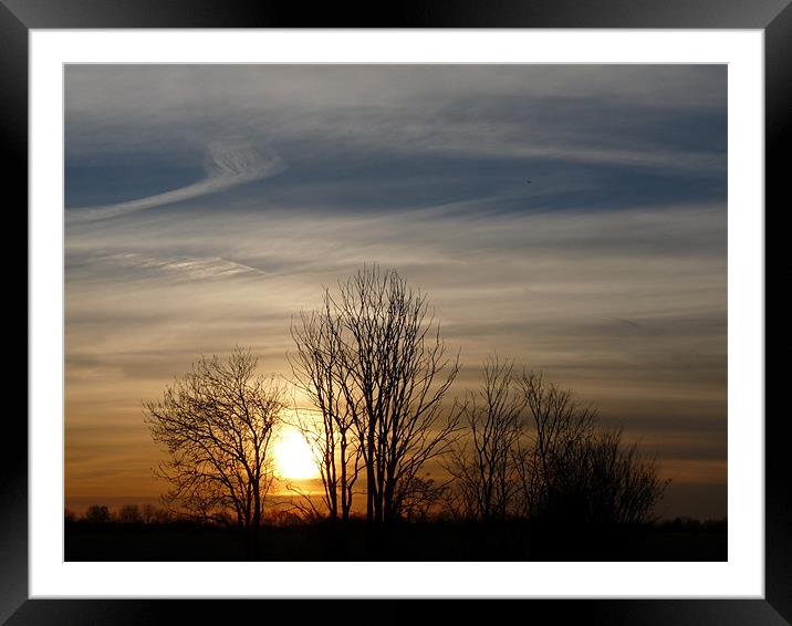 November Sunset Framed Mounted Print by Noreen Linale
