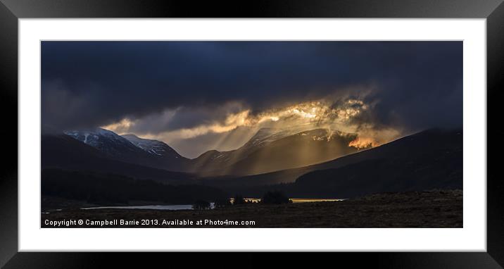 Loch Ossian sunrise Framed Mounted Print by Campbell Barrie