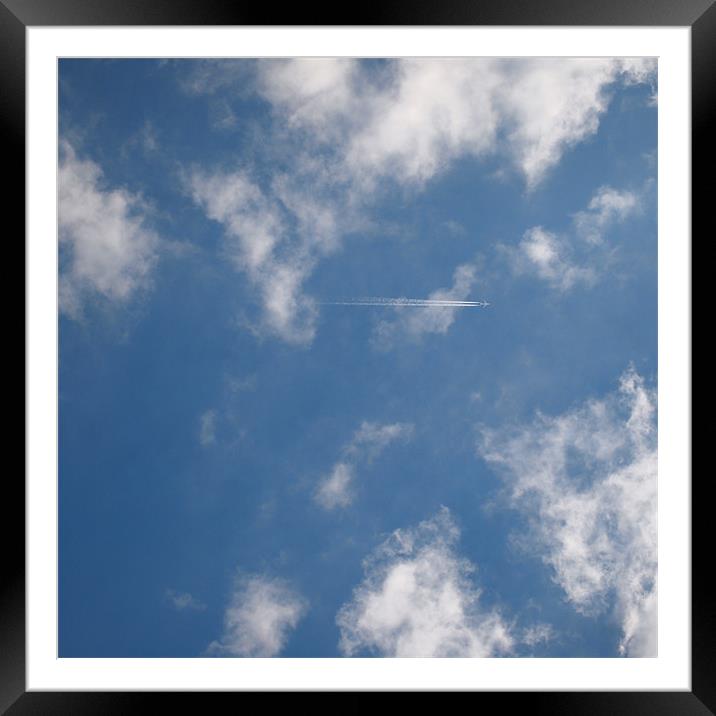 Blue Sky And Aeroplane Framed Mounted Print by Heidi Cameron